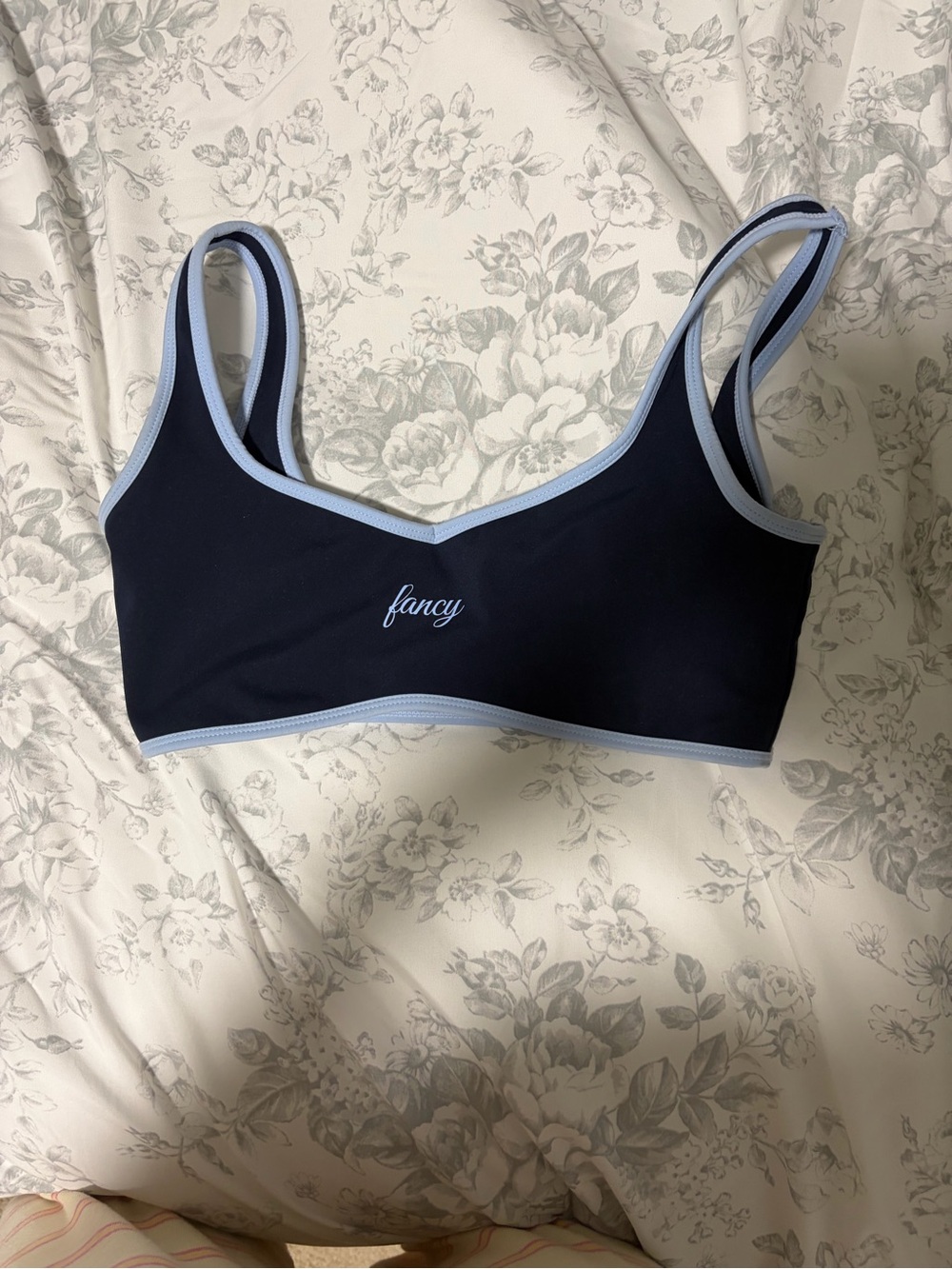 Fancy Navy Bralette with Light Blue Trim